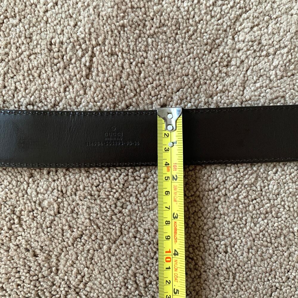 G1047 Gucci unisex 90 cm 36 inch signature monogram brown leather belt - Picture 3 of 4